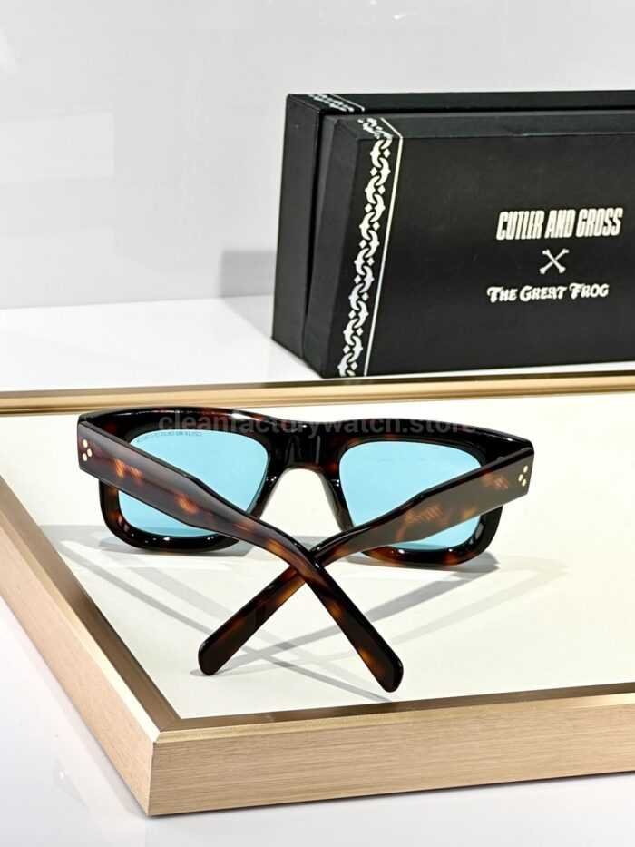 Cutler and Gross CGSN1402 Square Sunglasses | Dark Tortoiseshell Frame & Light Blue Lenses - Image 4