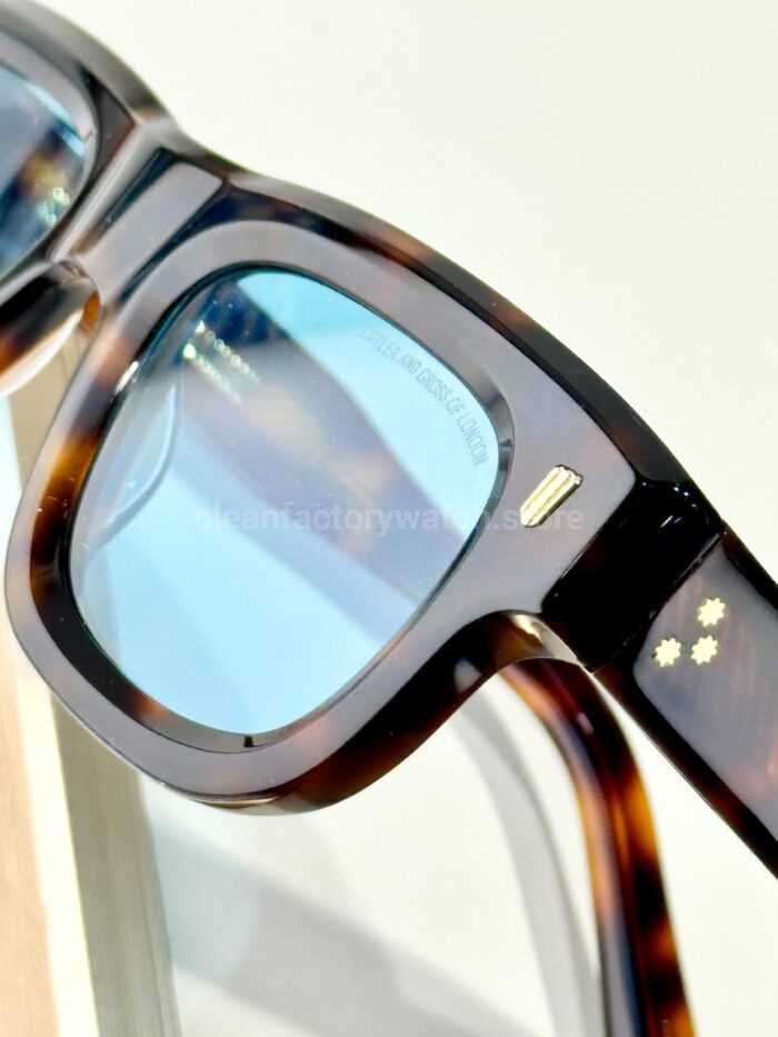 Cutler and Gross CGSN1402 Square Sunglasses | Dark Tortoiseshell Frame & Light Blue Lenses - Image 3