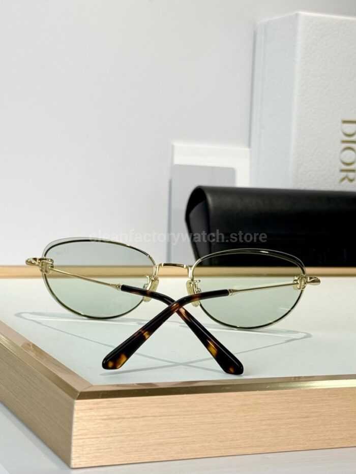 Dior Petit CD B1U Cat-Eye Sunglasses | Gold Frame with Light Green Lenses - Image 7