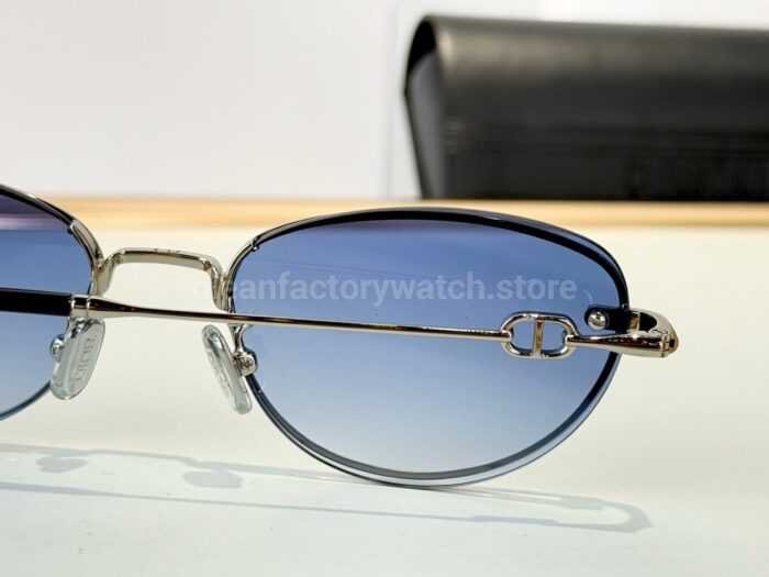 Dior Petit CD B1U Cat-Eye Sunglasses | Silver Frame with Blue-Grey Gradient Lenses - Image 5