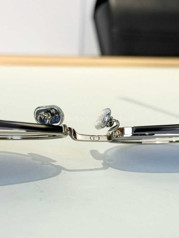 Dior Petit CD B1U Cat-Eye Sunglasses | Silver Frame with Blue-Grey Gradient Lenses - Image 8