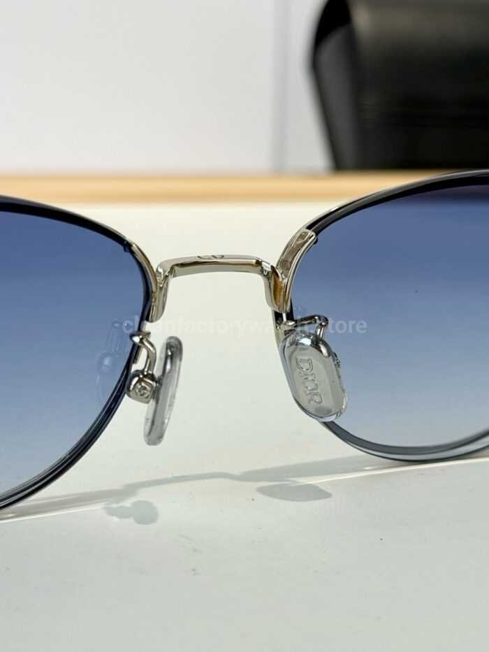 Dior Petit CD B1U Cat-Eye Sunglasses | Silver Frame with Blue-Grey Gradient Lenses - Image 6