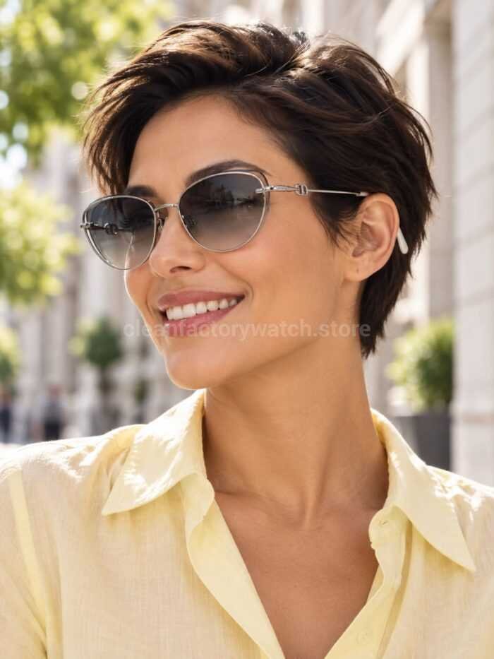Dior Petit CD B1U Cat-Eye Sunglasses | Silver Frame with Grey Gradient Lenses - Image 2