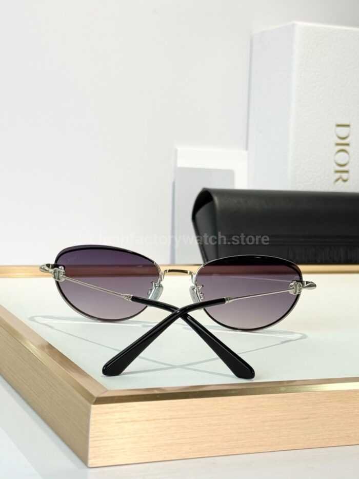 Dior Petit CD B1U Cat-Eye Sunglasses | Silver Frame with Purple-Grey Gradient Lenses - Image 7