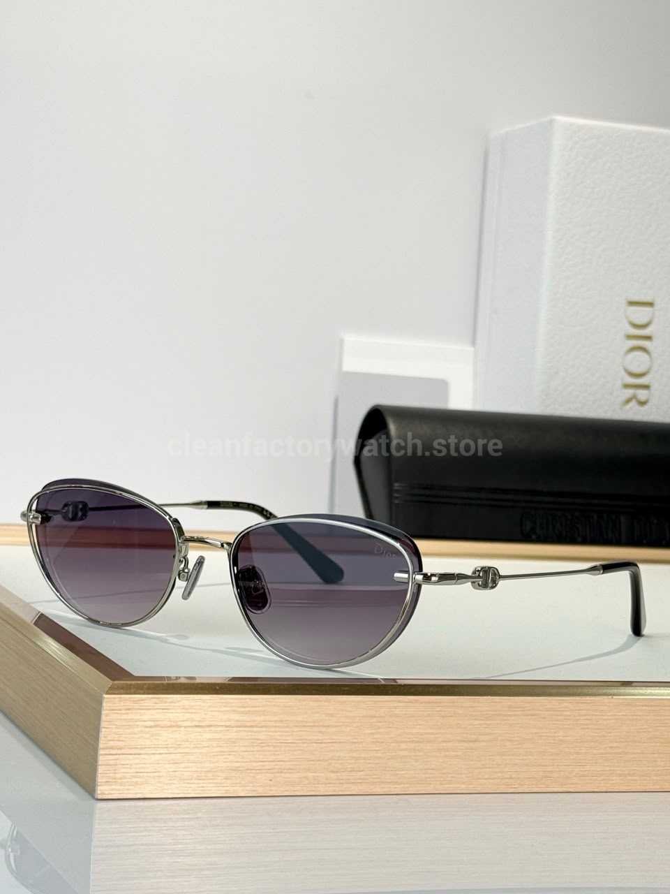 Dior Petit CD B1U Cat-Eye Sunglasses | Silver Frame with Purple-Grey Gradient Lenses
