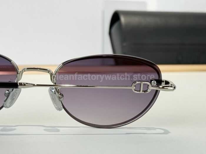 Dior Petit CD B1U Cat-Eye Sunglasses | Silver Frame with Purple-Grey Gradient Lenses - Image 5
