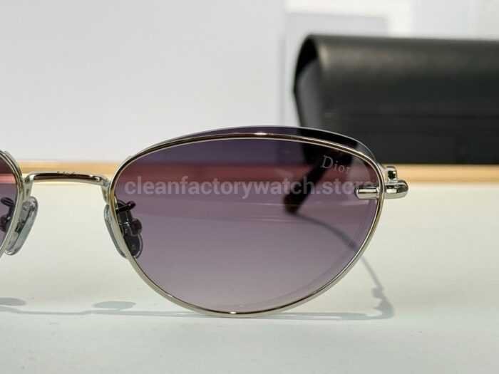 Dior Petit CD B1U Cat-Eye Sunglasses | Silver Frame with Purple-Grey Gradient Lenses - Image 6