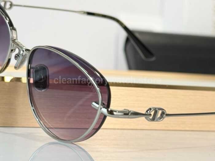 Dior Petit CD B1U Cat-Eye Sunglasses | Silver Frame with Purple-Grey Gradient Lenses - Image 4