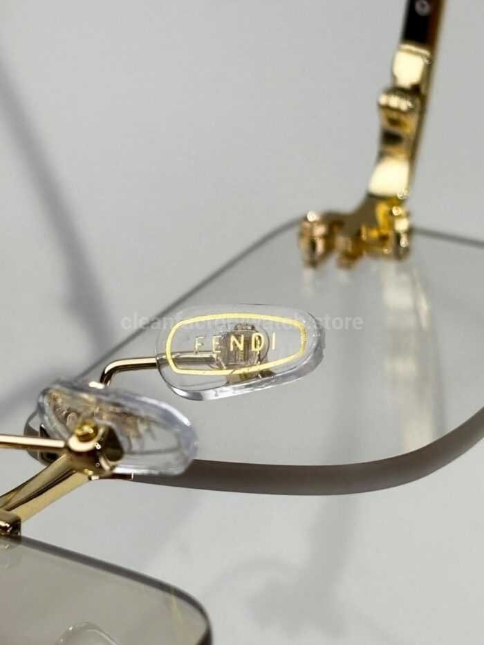 Fendi FE4172US Rimless Photochromic Eyeglasses | Gold-Tone Temples, Square Lenses & Letter Details - Image 6