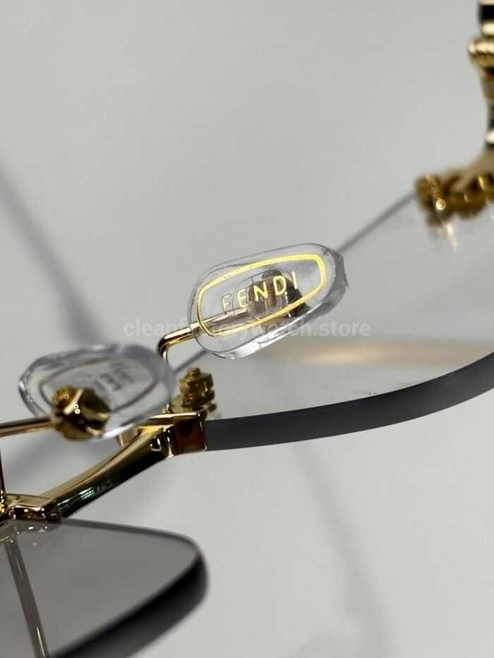 Fendi FE4172US Rimless Photochromic Eyeglasses | Gold-Tone Temples, Square Lenses & Letter Details - Image 5