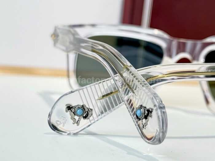 Jacques Marie Mage BELVEDERE Rectangular Sunglasses | Clear Frame with Olive Green Lenses - Image 10
