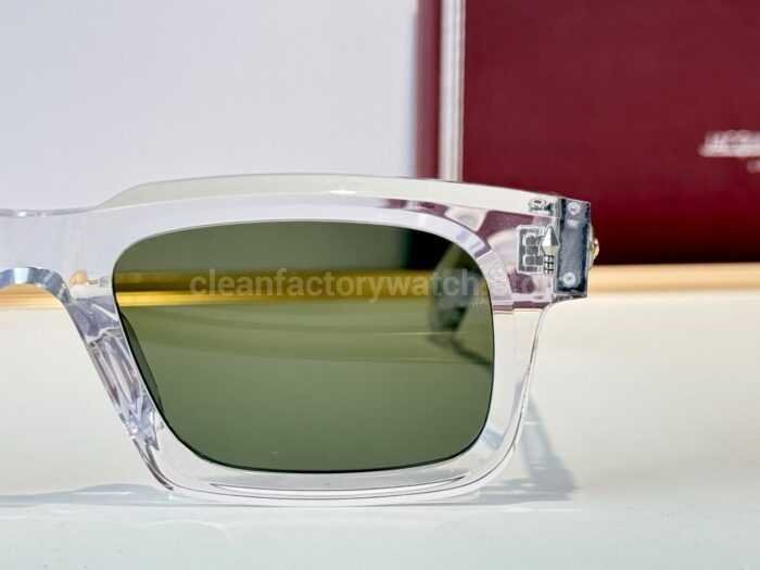 Jacques Marie Mage BELVEDERE Rectangular Sunglasses | Clear Frame with Olive Green Lenses - Image 5