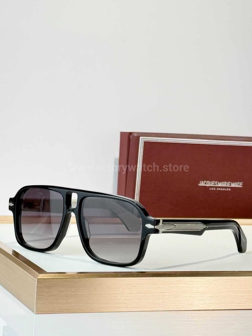 Jacques Marie Mage ELKHART Square Aviator Sunglasses | Black Frame with Grey-Purple Gradient Lenses