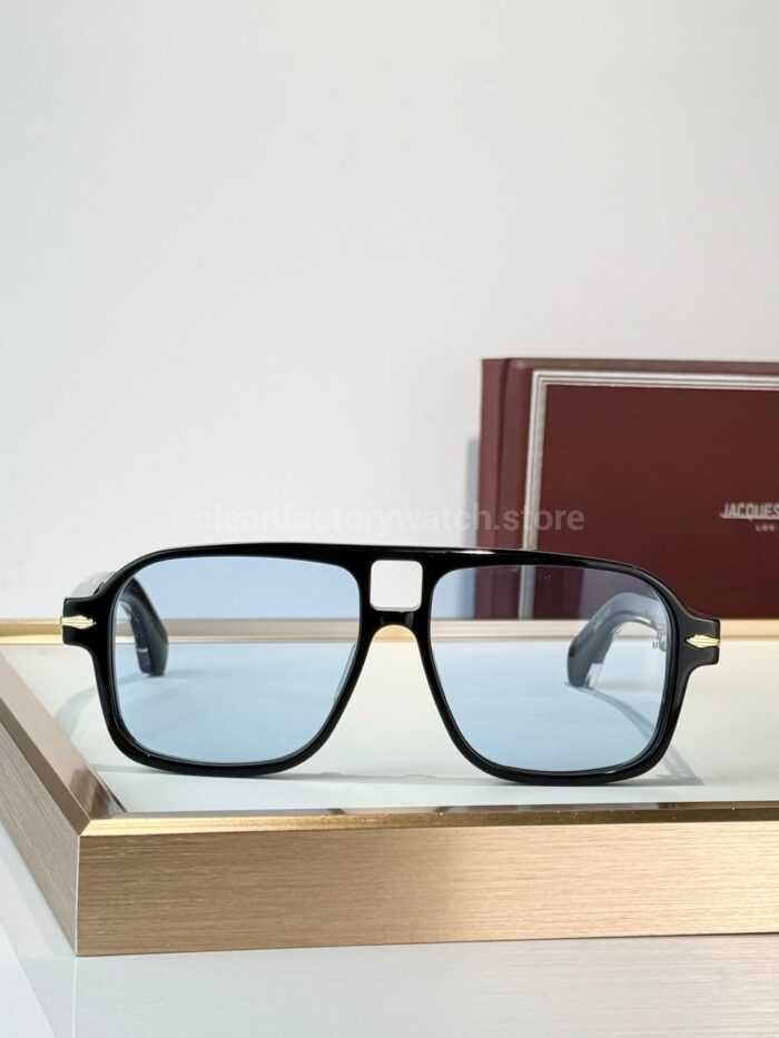 Jacques Marie Mage ELKHART Square Aviator Sunglasses | Black Frame with Light Blue Lenses - Image 3