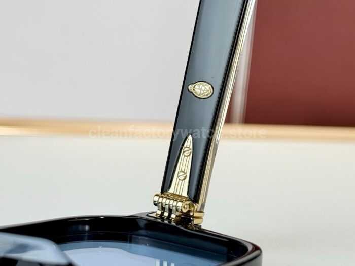Jacques Marie Mage ELKHART Square Aviator Sunglasses | Black Frame with Light Blue Lenses - Image 6