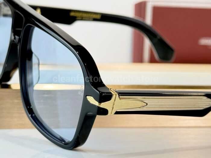 Jacques Marie Mage ELKHART Square Aviator Sunglasses | Black Frame with Light Blue Lenses - Image 5