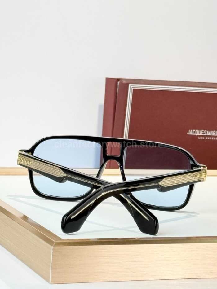 Jacques Marie Mage ELKHART Square Aviator Sunglasses | Black Frame with Light Blue Lenses - Image 4