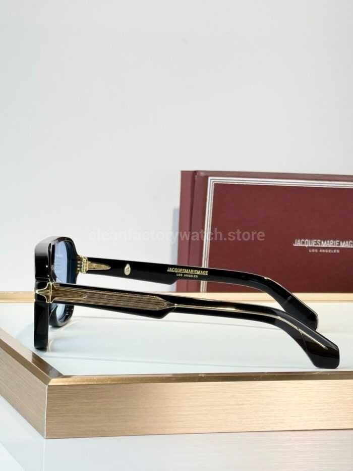 Jacques Marie Mage ELKHART Square Aviator Sunglasses | Black Frame with Light Blue Lenses - Image 10