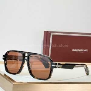 Jacques Marie Mage ELKHART Square Aviator Sunglasses | Dark Tortoiseshell Frame with Rose-Brown Lenses