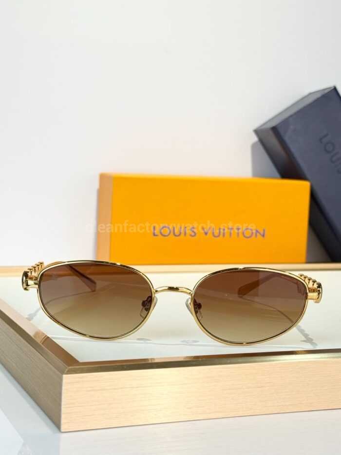Louis Vuitton Z3179 Oval Sunglasses | Gold Frame with Brown Gradient Lenses - Image 3