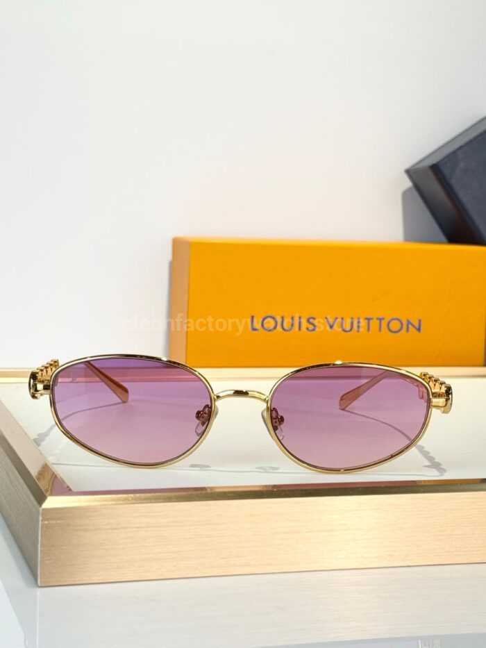 Louis Vuitton Z3179 Oval Sunglasses | Gold Frame with Pink-Purple Lenses - Image 3