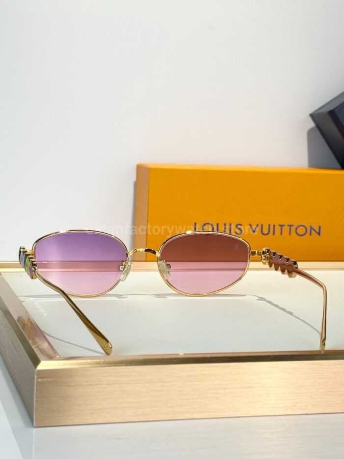Louis Vuitton Z3179 Oval Sunglasses | Gold Frame with Pink-Purple Lenses - Image 4