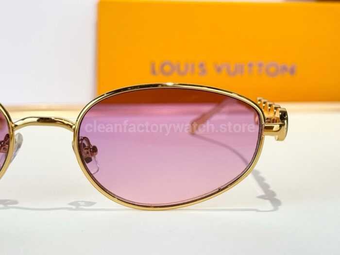 Louis Vuitton Z3179 Oval Sunglasses | Gold Frame with Pink-Purple Lenses - Image 8