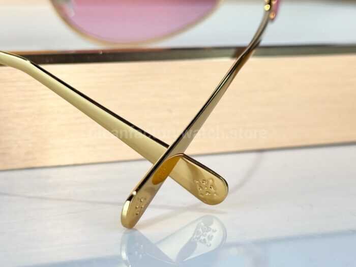 Louis Vuitton Z3179 Oval Sunglasses | Gold Frame with Pink-Purple Lenses - Image 6