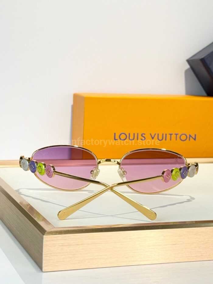Louis Vuitton Z3179 Oval Sunglasses | Gold Frame with Pink-Purple Lenses - Image 10
