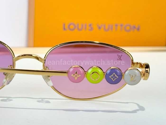 Louis Vuitton Z3179 Oval Sunglasses | Gold Frame with Pink-Purple Lenses - Image 9
