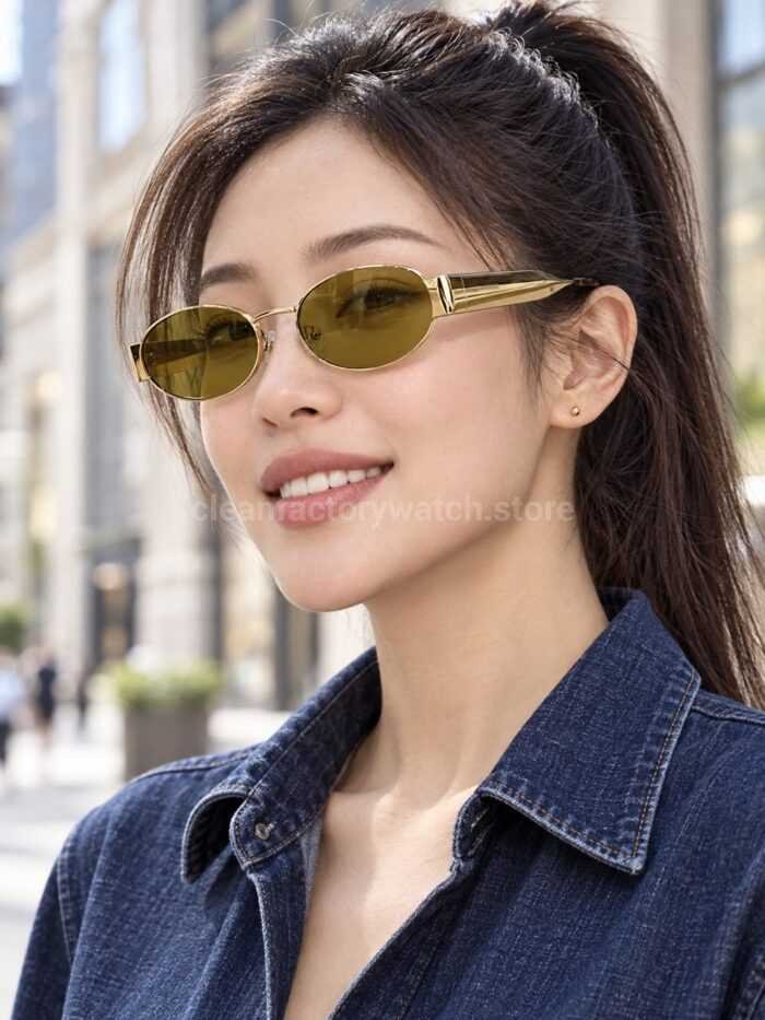 Marc Jacobs MARC 806/S Oval Sunglasses | Gold Frame & Amber Yellow Lenses - Image 2