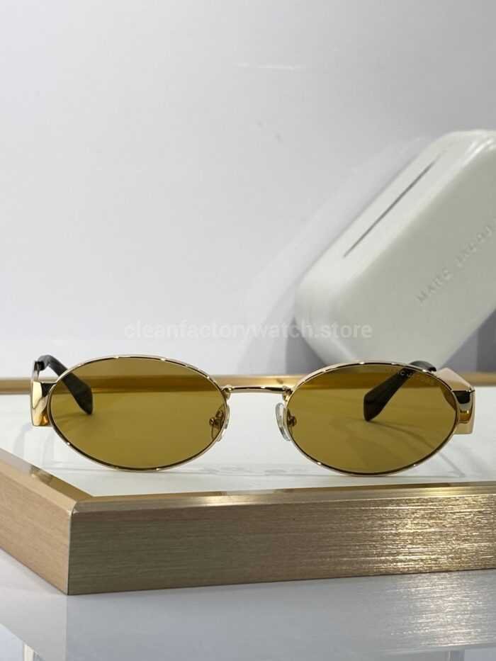 Marc Jacobs MARC 806/S Oval Sunglasses | Gold Frame & Amber Yellow Lenses - Image 3