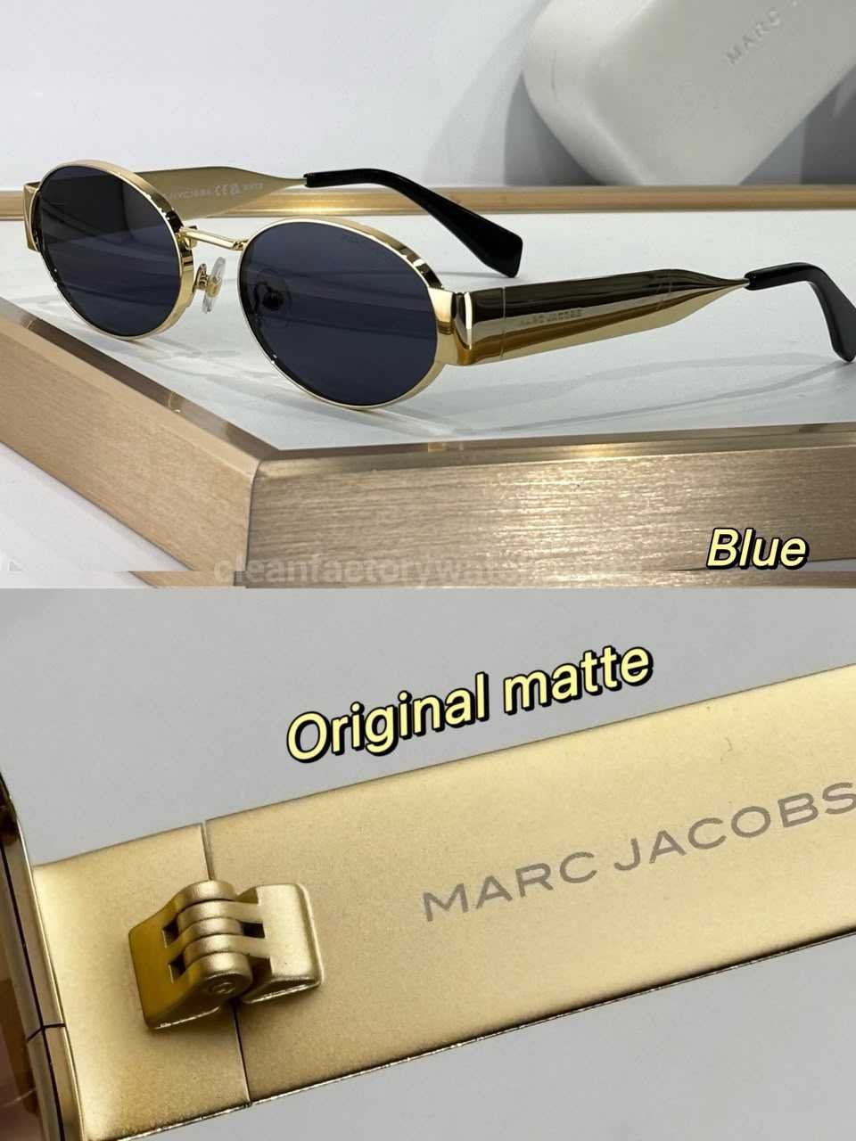 Marc Jacobs MARC 806S Oval Sunglasses Gold Frame & Dark Blue Lenses (4) Marc Jacobs MARC 806/S Oval Sunglasses | Gold Frame & Dark Blue Lenses - Image 1