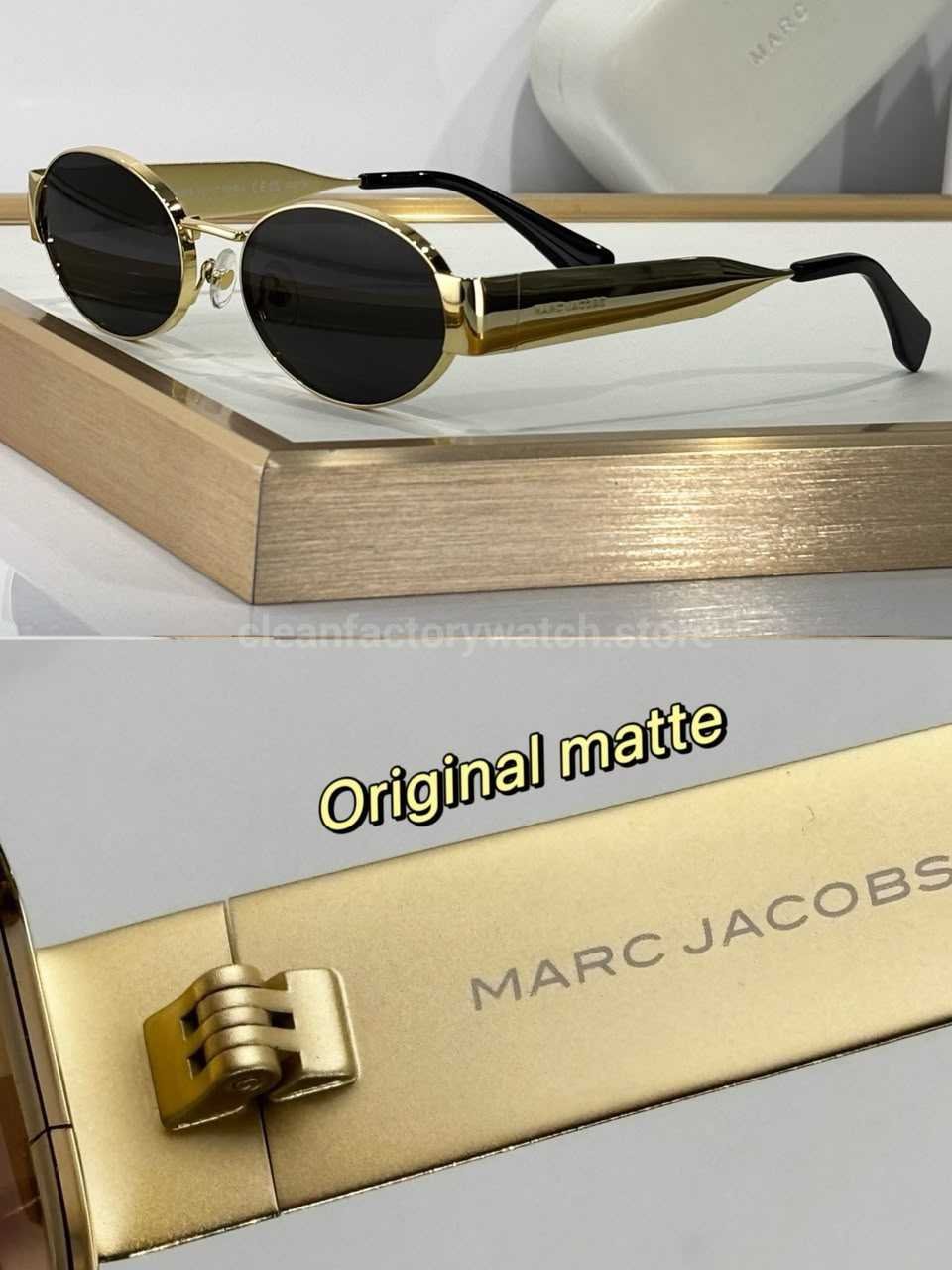 Marc Jacobs MARC 806S Oval Sunglasses Gold Frame & Dark Grey Lenses (1) Marc Jacobs MARC 806/S Oval Sunglasses | Gold Frame & Dark Grey Lenses - Image 1