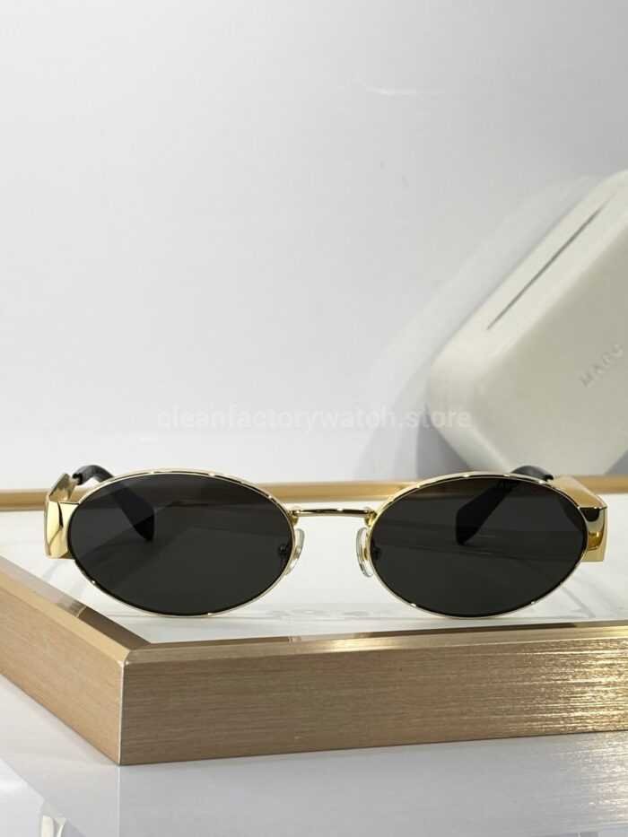 Marc Jacobs MARC 806/S Oval Sunglasses | Gold Frame & Dark Grey Lenses - Image 3
