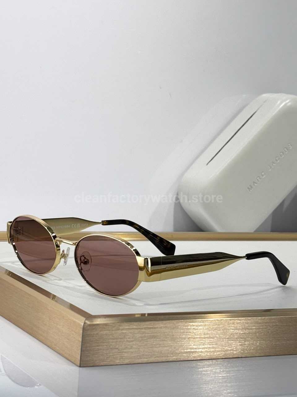 Marc Jacobs MARC 806S Oval Sunglasses Gold Frame & Rose Brown Lenses (1) Marc Jacobs MARC 806/S Oval Sunglasses | Gold Frame & Rose Brown Lenses - Image 1