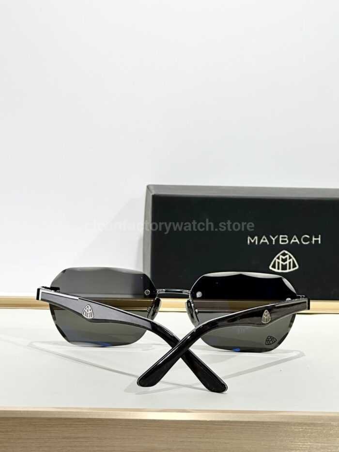 Maybach The Arttai Rimless Sunglasses | Black and Silver-Tone Frame with Dark Grey Lenses - Image 3