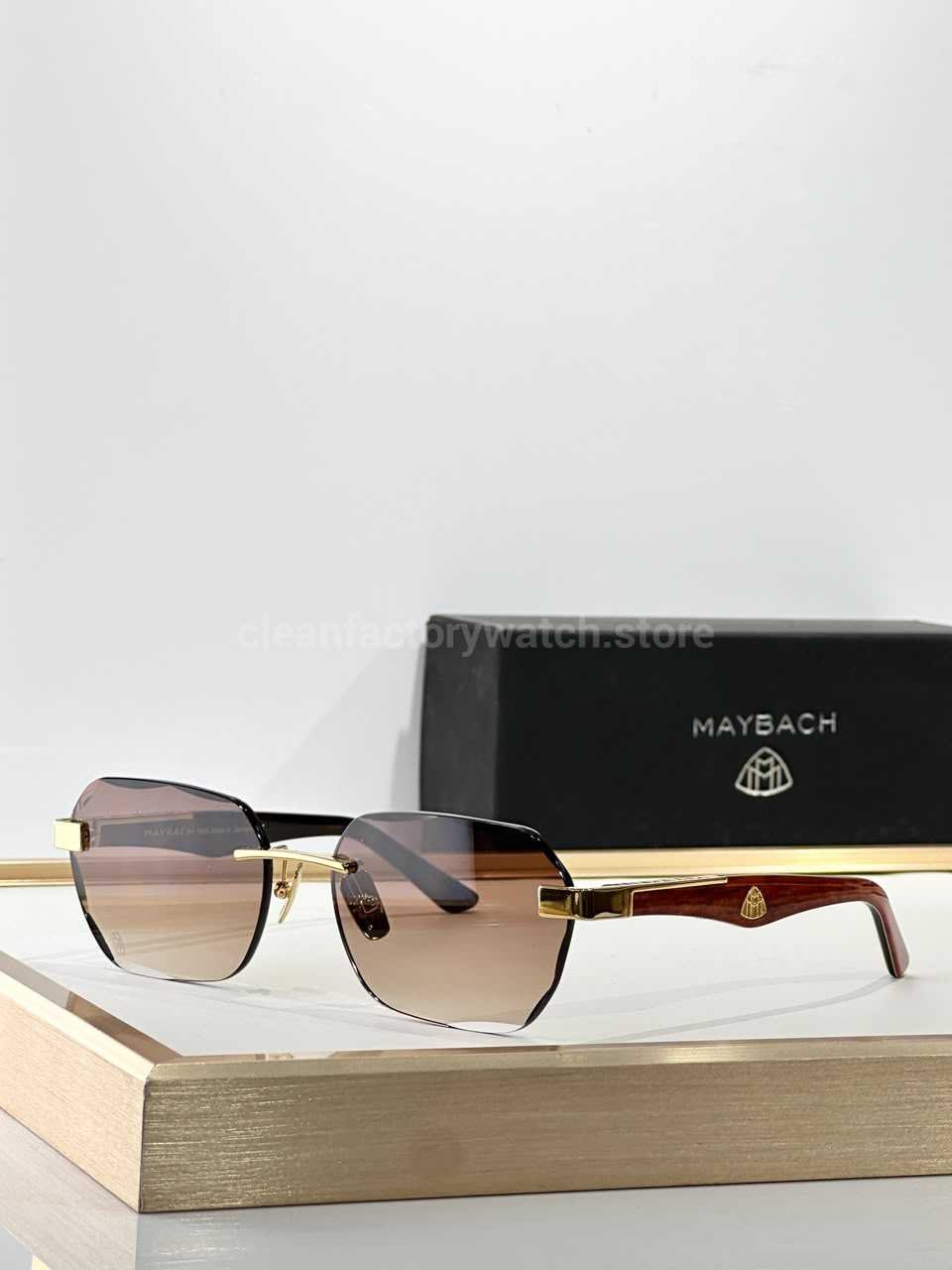 Maybach The Arttai Rimless Sunglasses | Gold-Tone Frame with Brown Gradient Lenses