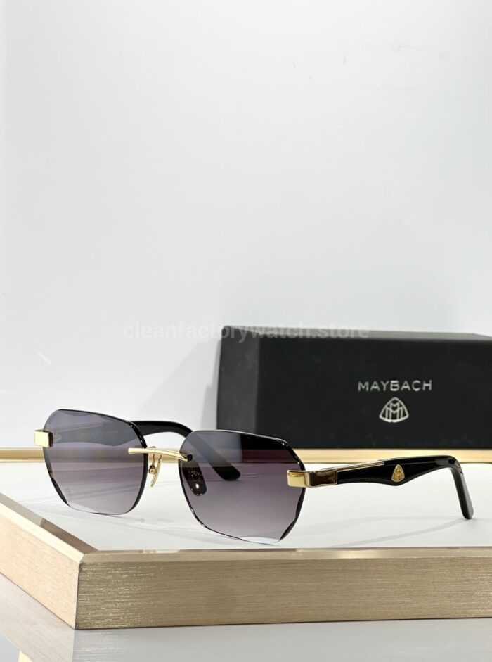 Maybach The Arttai Rimless Sunglasses | Gold-Tone Frame with Purple-Grey Gradient Lenses - Image 2