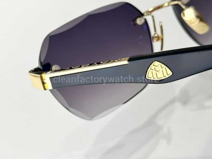 Maybach The Arttai Rimless Sunglasses | Gold-Tone Frame with Purple-Grey Gradient Lenses - Image 7