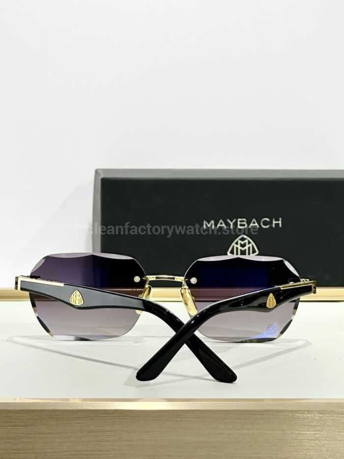 Maybach The Arttai Rimless Sunglasses | Gold-Tone Frame with Purple-Grey Gradient Lenses - Image 4
