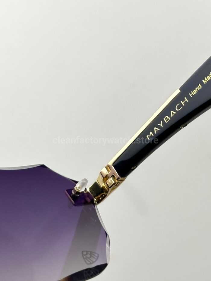 Maybach The Arttai Rimless Sunglasses | Gold-Tone Frame with Purple-Grey Gradient Lenses - Image 6
