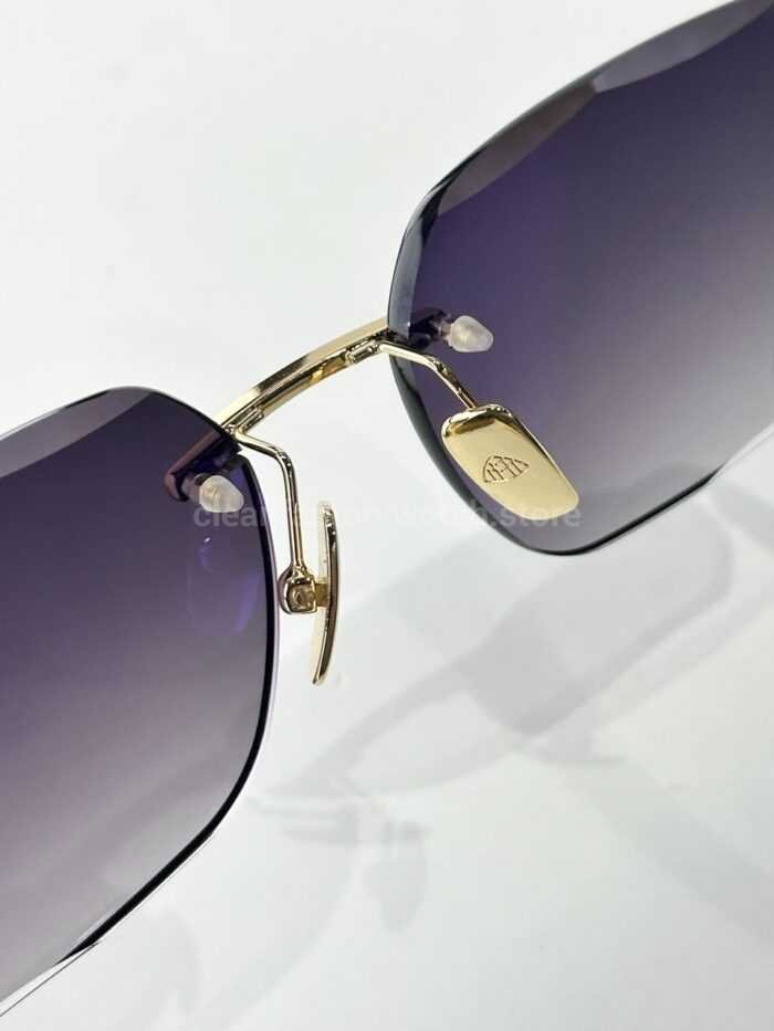 Maybach The Arttai Rimless Sunglasses | Gold-Tone Frame with Purple-Grey Gradient Lenses - Image 9