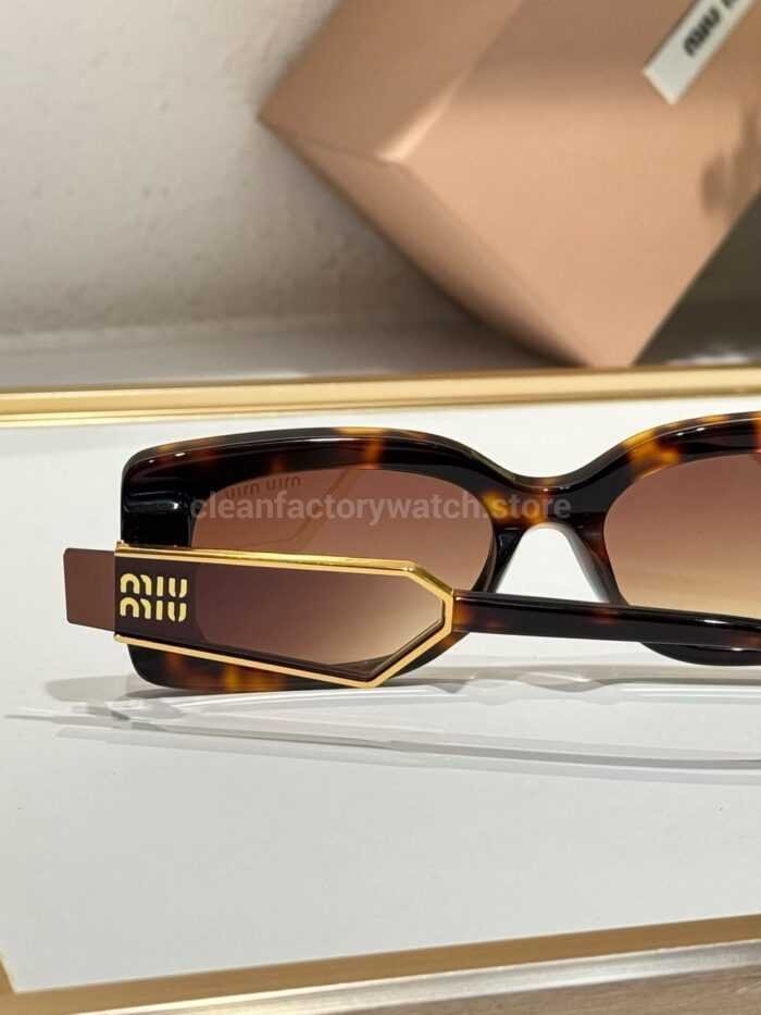 Miu Miu MU7377S Square Sunglasses | Dark Tortoiseshell Frame & Brown Gradient Lenses - Image 3