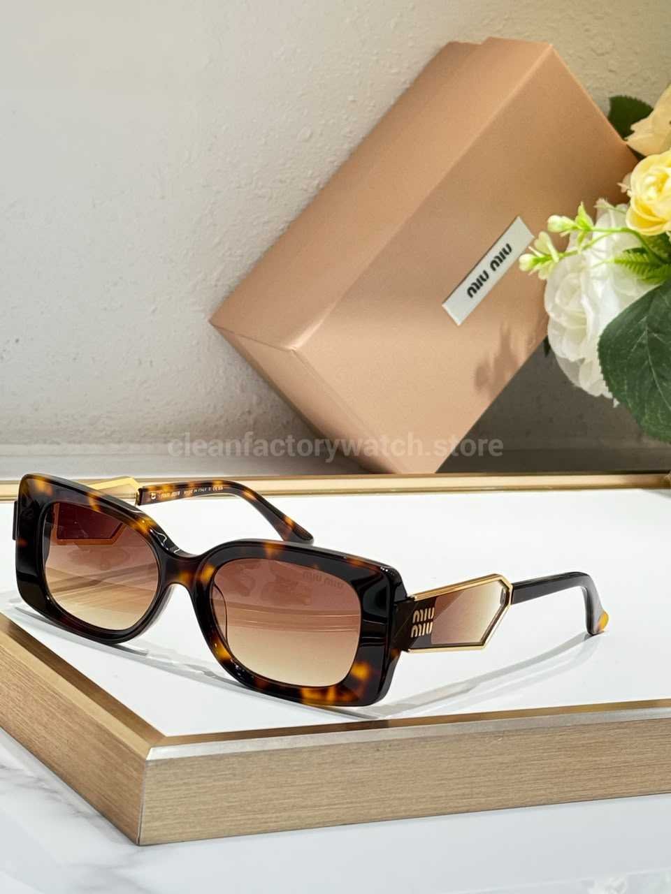 Miu Miu MU7377S Square Sunglasses | Dark Tortoiseshell Frame & Brown Gradient Lenses