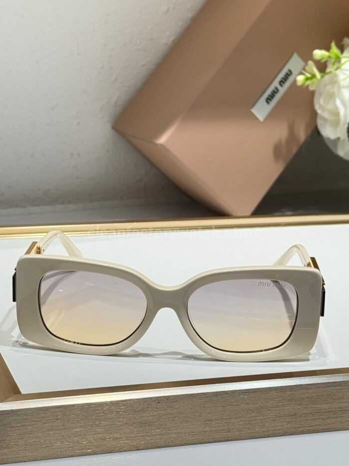 Miu Miu MU7377S Square Sunglasses | Ivory Frame & Light Gradient Lenses - Image 3