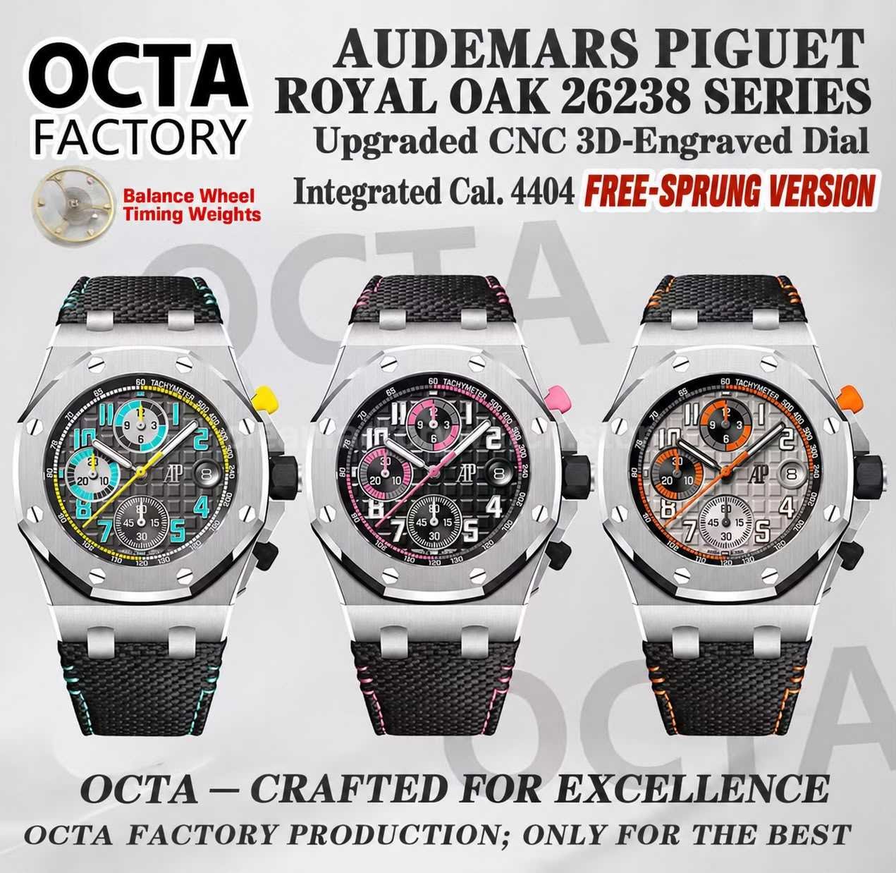 OCTA Factory Audemars Piguet Royal Oak Offshore Chronograph 26238ST.OO .A340CA.01 42mm Steel Blue Rubber Strap Arabic Numerals Blue Dial 11 Super Clone Watch,Clean Factory Watch