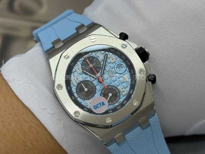 OCTA Factory Audemars Piguet Royal Oak Offshore Chronograph 26238ST.OO.A340CA.01 42mm Steel Blue Rubber Strap Arabic Numerals Blue Dial - Image 4