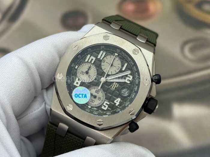 OCTA Factory Audemars Piguet Royal Oak Offshore Chronograph 26238TI.OO.A056CA.01 42mm Steel Green Rubber Strap Arabic Numerals Green Dial - Image 3