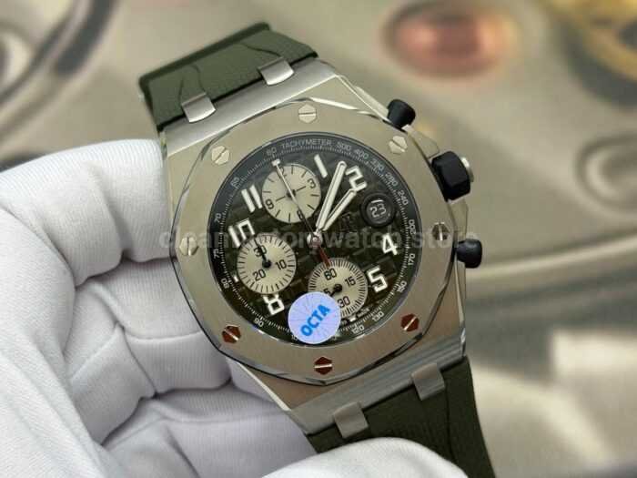 OCTA Factory Audemars Piguet Royal Oak Offshore Chronograph 26238TI.OO.A056CA.01 42mm Steel Green Rubber Strap Arabic Numerals Green Dial - Image 2